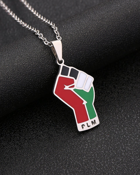 Stainless Steel Palestine Map Pendant Necklace