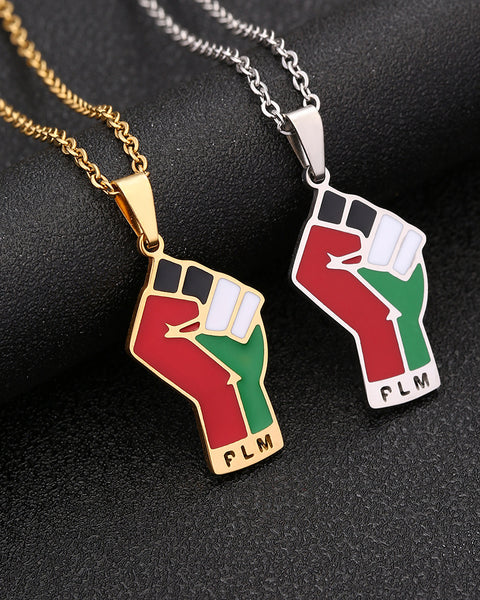 Stainless Steel Palestine Map Pendant Necklace