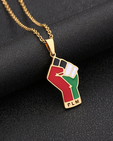 Stainless Steel Palestine Map Pendant Necklace