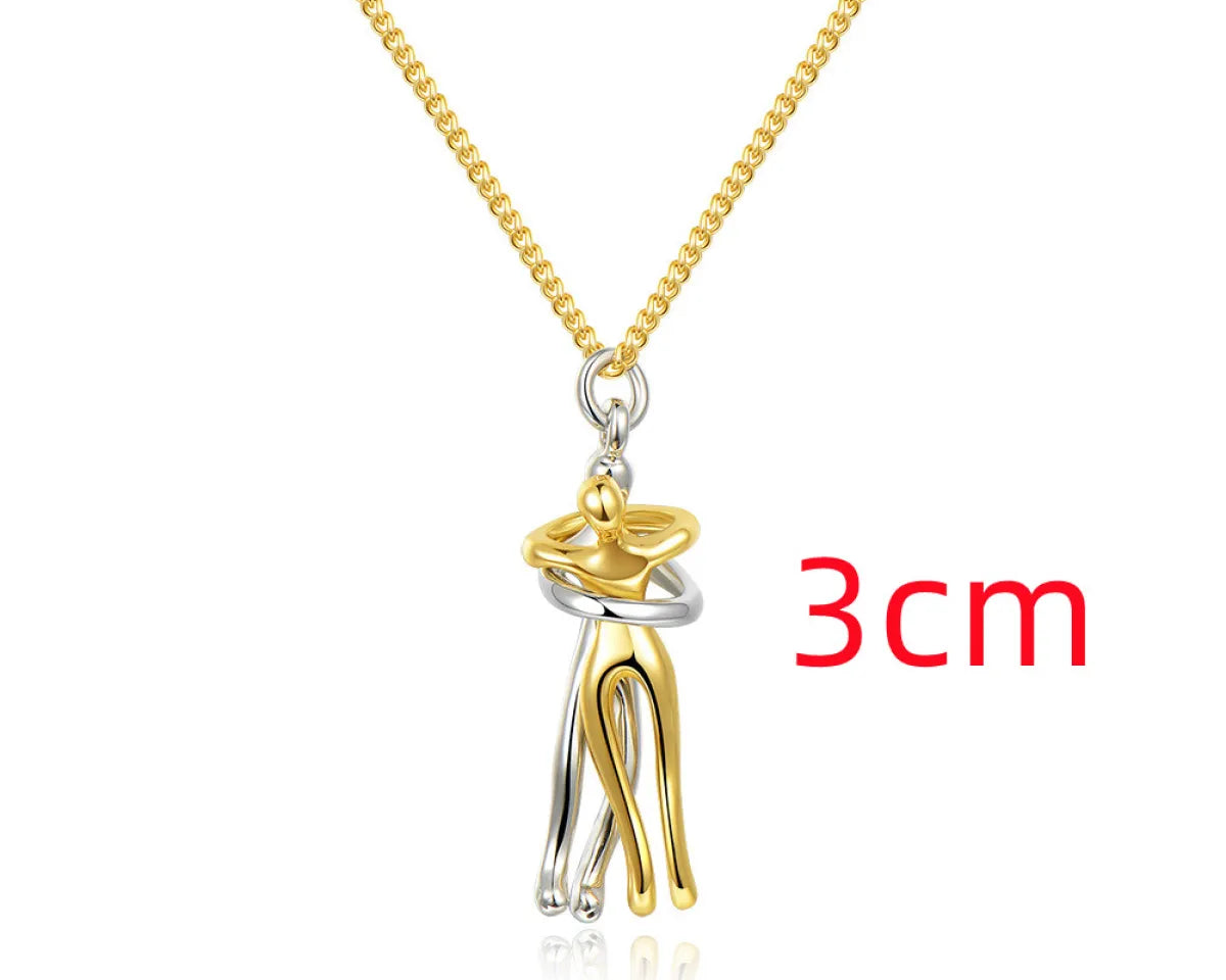 Couple Hugging Pendant Necklace for Women