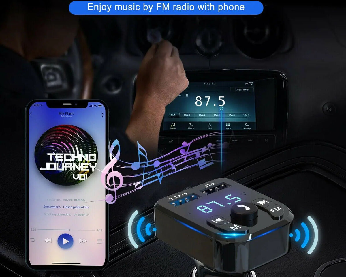 Wireless Car Bluetooth FM Transmitter MP3 Audio USB Charger Adapter Handsfree