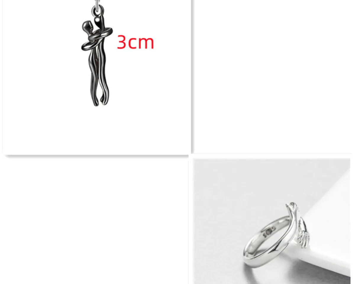 Couple Hugging Pendant Necklace for Women