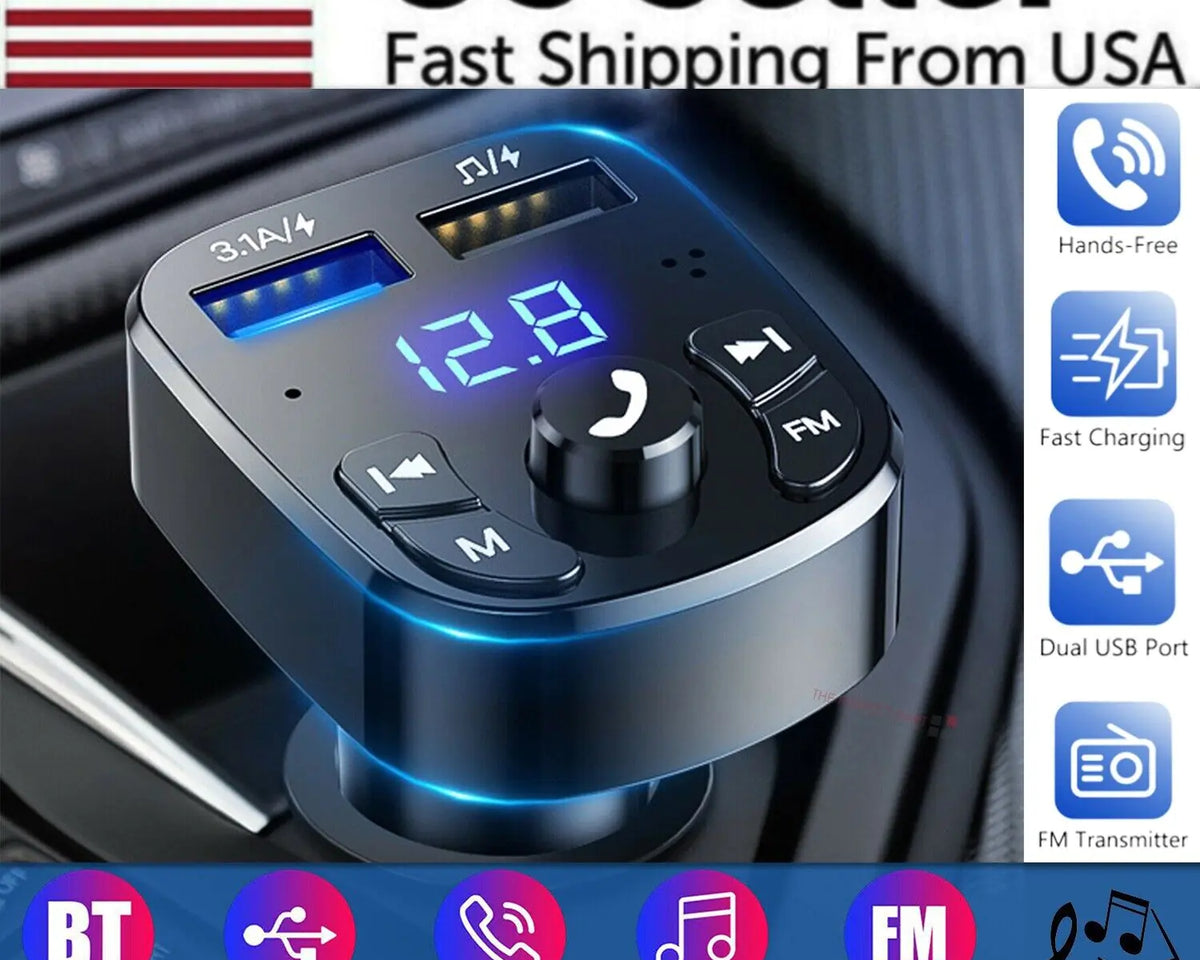 Wireless Car Bluetooth FM Transmitter MP3 Audio USB Charger Adapter Handsfree