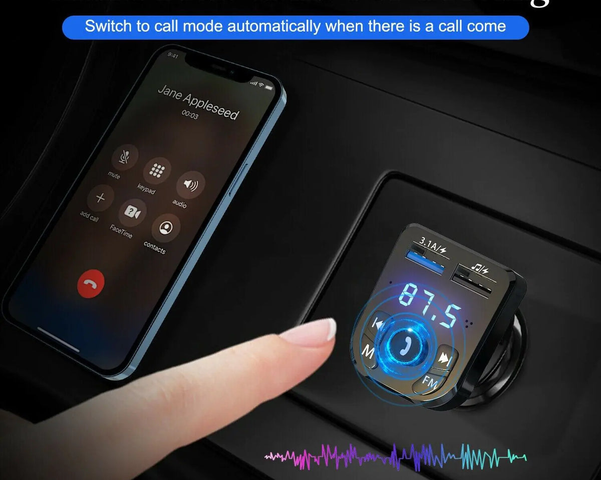 Wireless Car Bluetooth FM Transmitter MP3 Audio USB Charger Adapter Handsfree