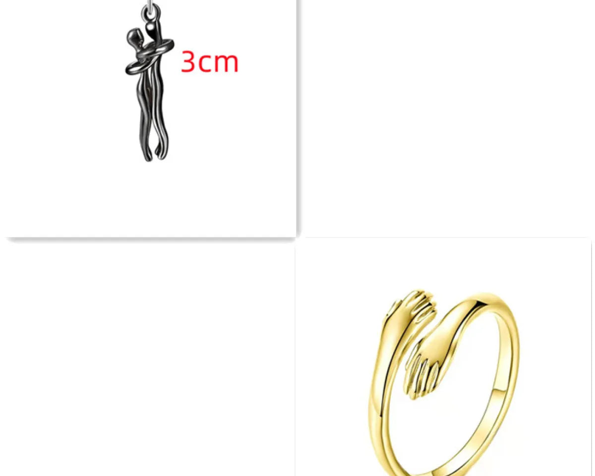 Couple Hugging Pendant Necklace for Women