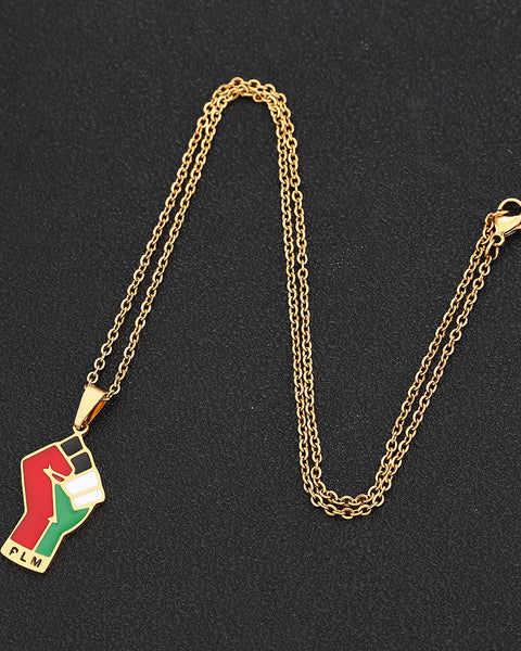 Stainless Steel Palestine Map Pendant Necklace