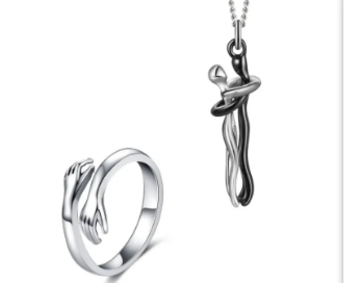 Couple Hugging Pendant Necklace for Women