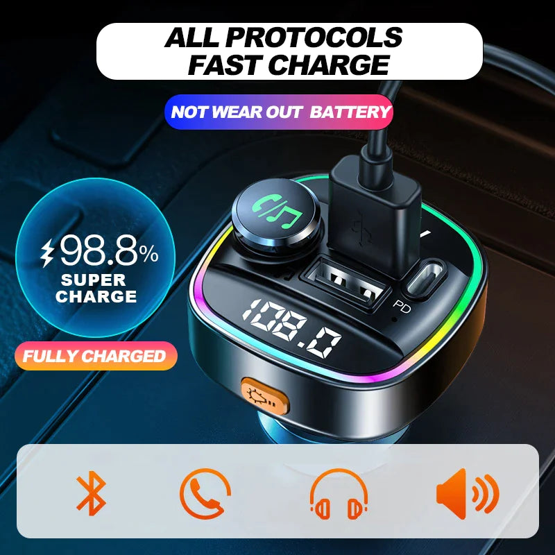 Wireless FM Car Bluetooth Adapter with USB Charger